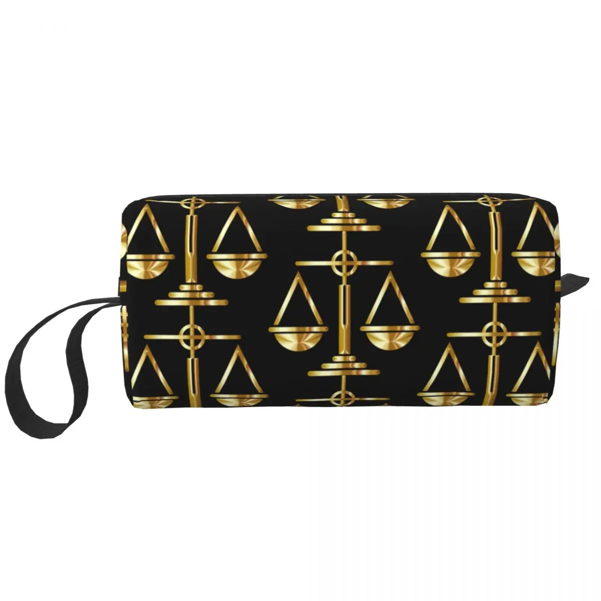 Gold Scales Of Justice Law Logo Makeup Bag for Women Travel Cosmetic Organizer Kawaii Lawyer Legal Party Storage Toiletry Bags