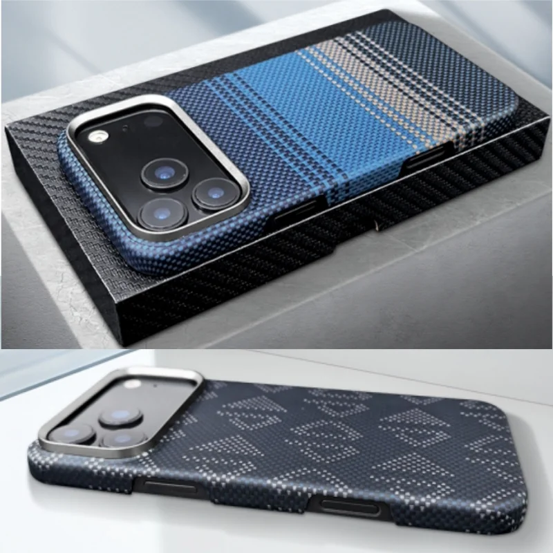 جديد لهاتف آيفون 17 برو ماكس حافظة هوائية من ألياف الكربون الحقيقية حافظة كيفلر رفيعة للغاية وخفيفة الوزن واقية