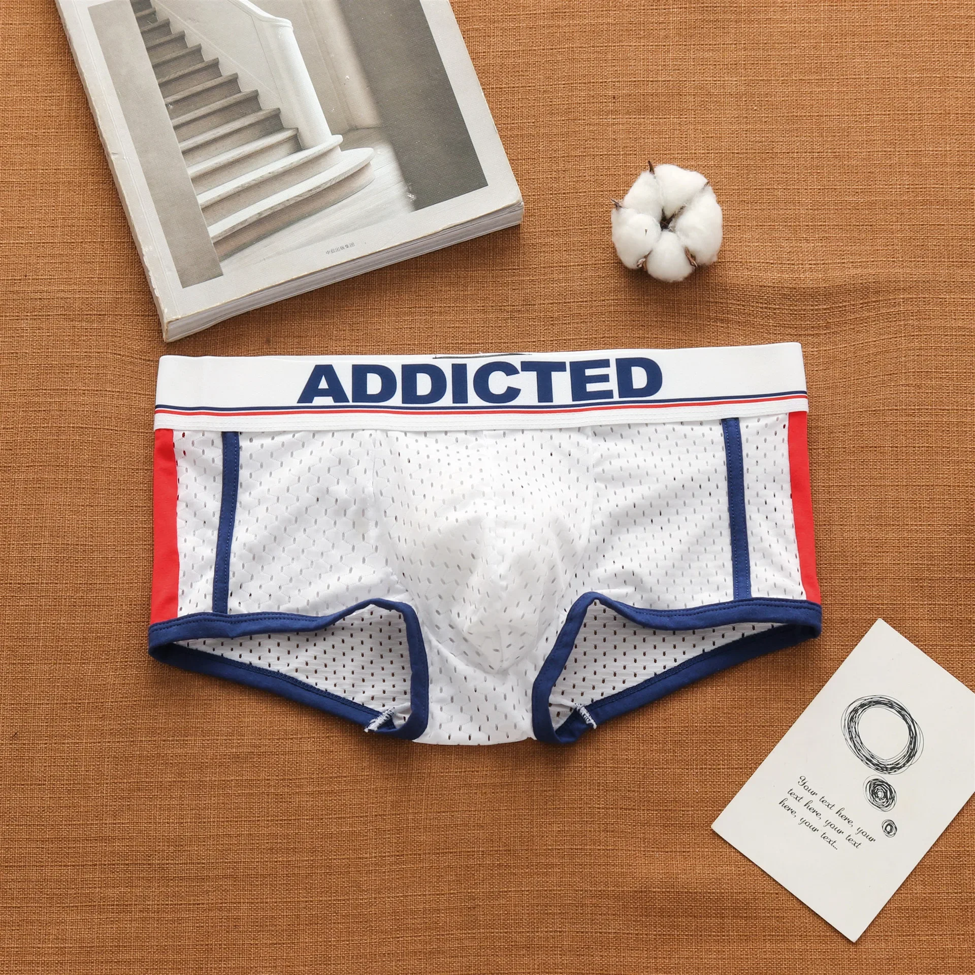 Addicted men's panties, low rise breathable ice silk mesh comfortable tide boxers