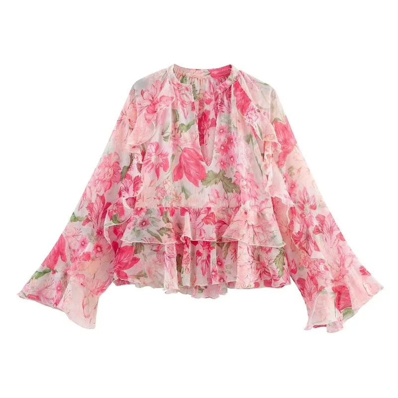 

Women's Spring New Long Sleeve Cascade Decorative Prints Shirts Comfortable Fashion Niche Slimming Embroidery Women Coat