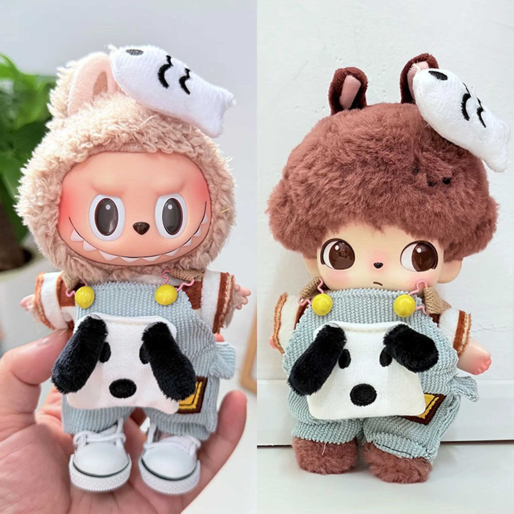 

DIMOO 1st - 3rd Gen Adorable Puppy - Themed Outfit : Denim Overalls & Doggy Accents For 15/17cm Labubu Dolls