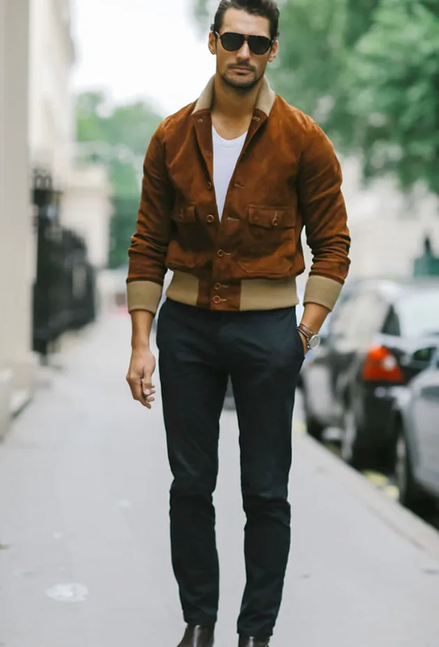 European American Youth Trend Uniform Quality Spring Autumn Stand Collar Slim Flight Jacket Men Short Style Suede Work Coat