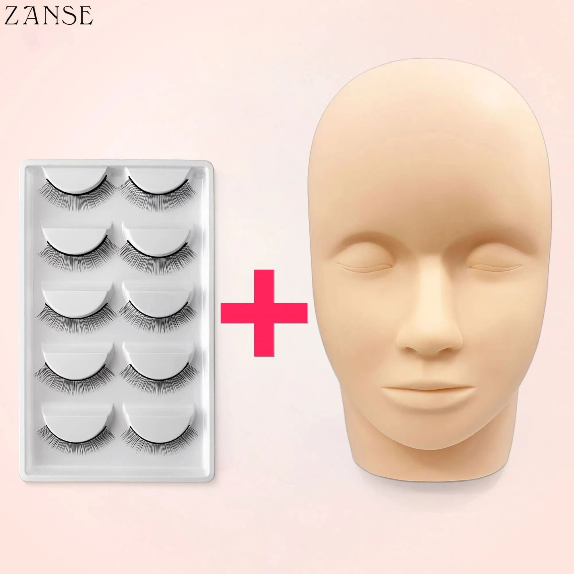 Wimpernverlängerungs-Trainingskopf und Wimpernpaket, Make-up-Übungsmodell, gefälschter Schaufensterpuppenkopf, Übungszubehör für Wimpernverlängerungen