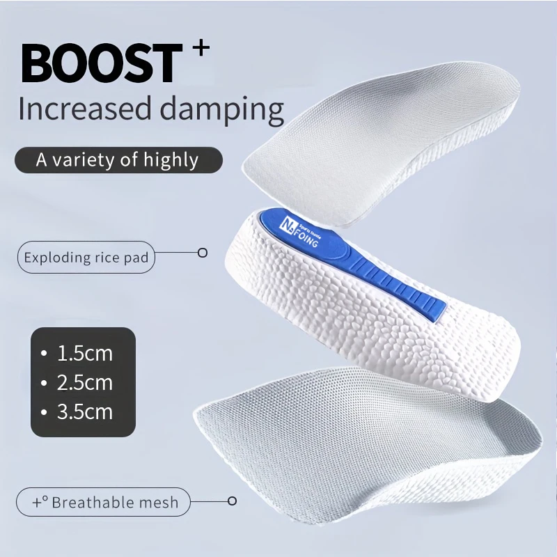 Memory Foam Height Increase Insoles for Men Women Shoes Flat Feet Arch Support Orthopedic Insoles Sneakers Heel Lift Shoe Pads image 4
