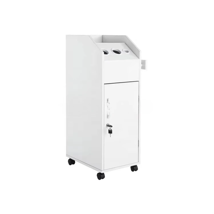 Rolling Beauty Salon Trolley Storage Cart with Lockable 4 Drawers, 3 Holders and 1 Side Tray for Spa Barber Shop