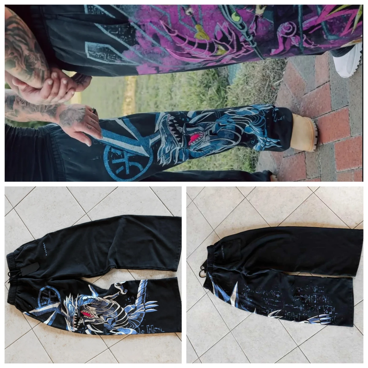 

American Retro Sports Pants Casual Loose Pants Anime Pattern Printed Fitness Y2k Pants Elastic Waist Sports Jogging Street Wear