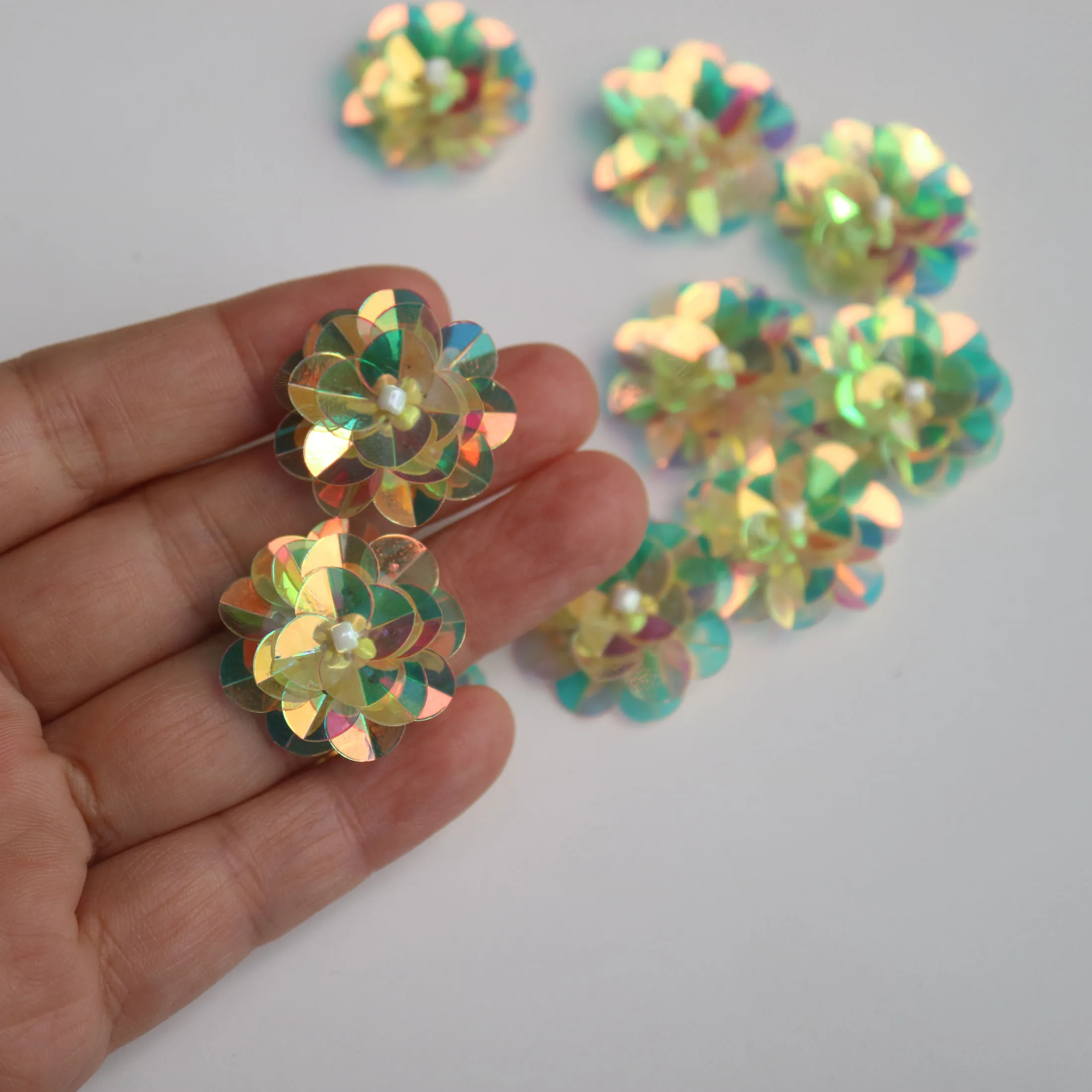 10 Stück/Set Blumen-Perlen-Applikationen für Kleidung DIY Strass-Pailletten Aufnähbare Stickerei-Applikationen Parche Ropa – Detail 22