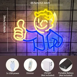 Vault Boy Led Neon Sign - Dimmable, Multicolor Wall Decor Light For Game Room, Bar, Club, And Party - Usb Powered