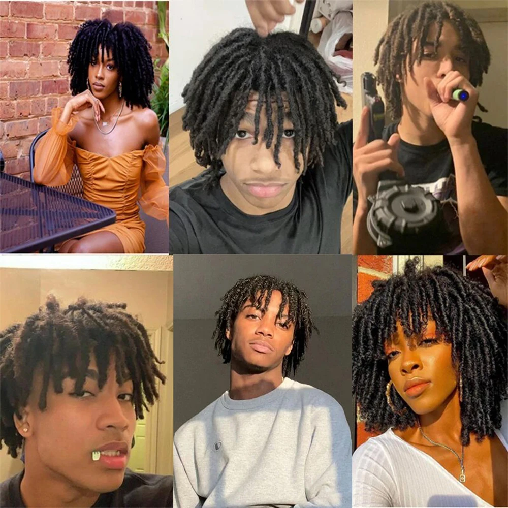 6pro palec dreadlock vlasy zavírače s klip v opletené vlasy polovina paruky pro ženy krátký syntetická dredy vlasy kousky tupé afro H