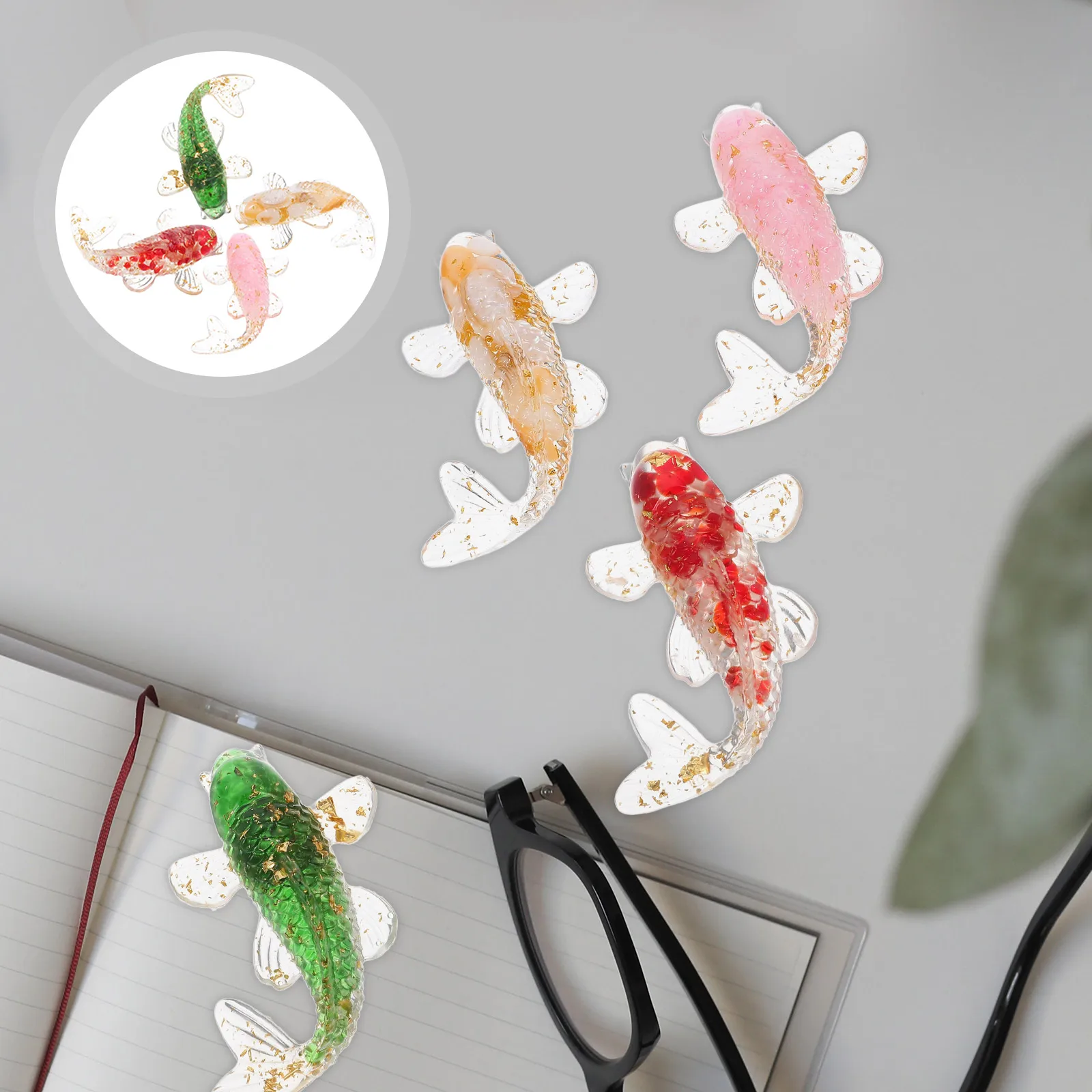 

4 Pcs Koi Fish Ornaments Tank Decorations Fake Aquarium Figurines Animal Decorative Crystal Figure