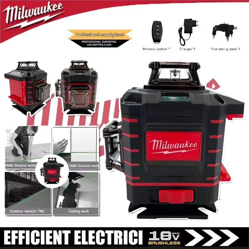 

Лазерный нивелир Milwaukee Degree с вертикальным перекрестным лучом 360°, зеленый луч, горизонтальный и вертикальный, с перезаряжаемой батареей, инструменты для зеленого лазерного нивелира