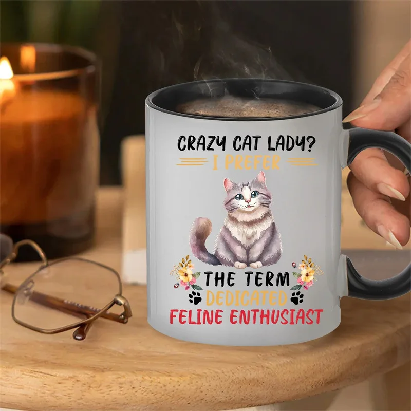 European and American cross-border hot-selling crazu cat ladu cute kitten personality creative ceramic mug coffee cup