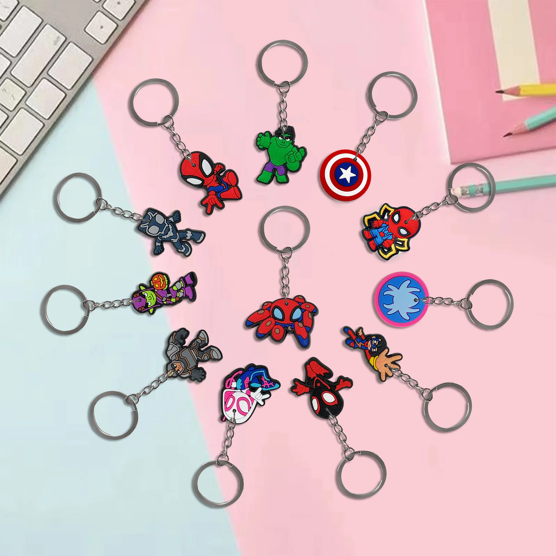 10 Styles Cartoon Little Spider Soft Rubber Keychain Cute 3D Pendant Kids Backpack Charm Decor Accessory Gift For Men & Women
