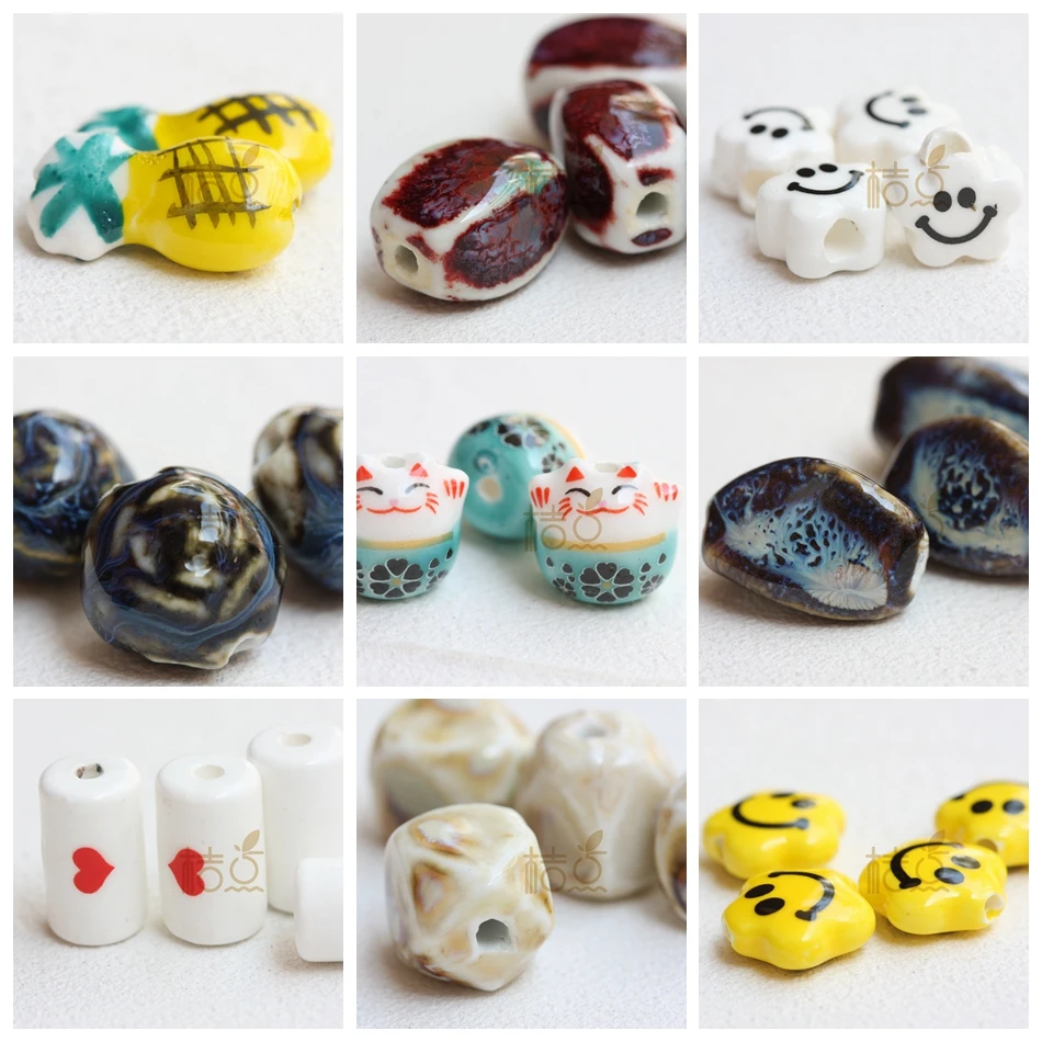 4 Pieces Hand Crafted Ceramic Beads - Varies Styles (G325A)