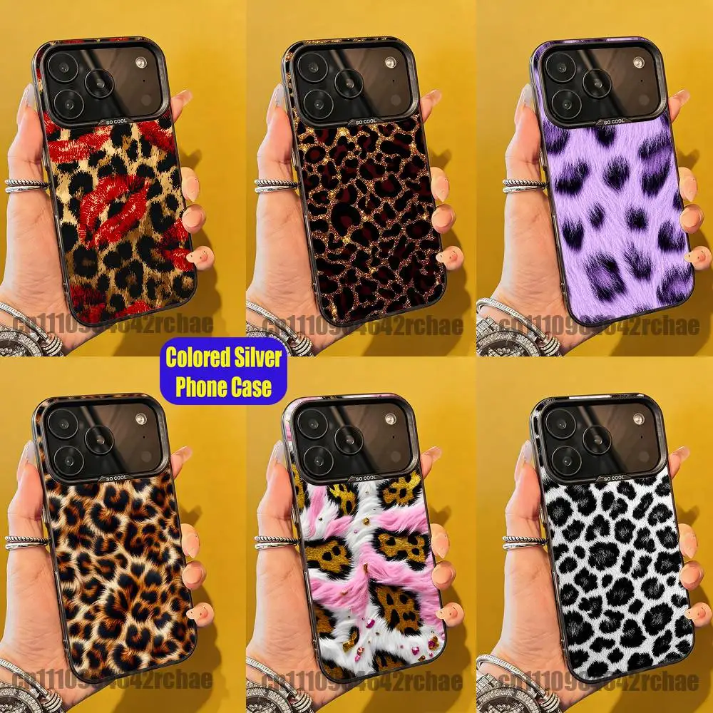 

For Leopard print wallpaper Phone Case iPhone 14,16,12,15,13,17,11,E,Pro,Max,Plus,Air,Mini Custom Color Silver Shell