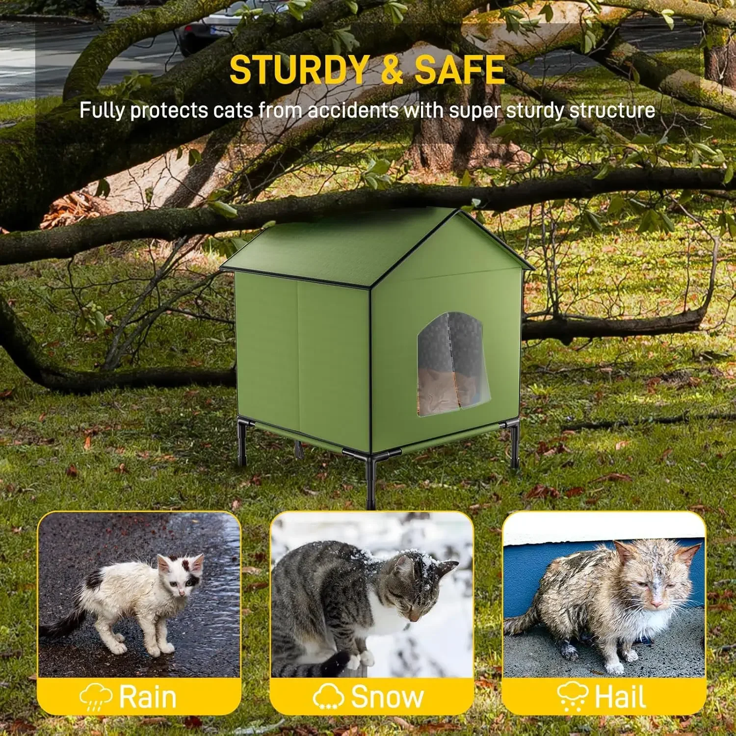 New Outdoor Heated Cat House Outside Waterproof Safe Warm Pet Dog Sleeping Bed Heated Cat Bed