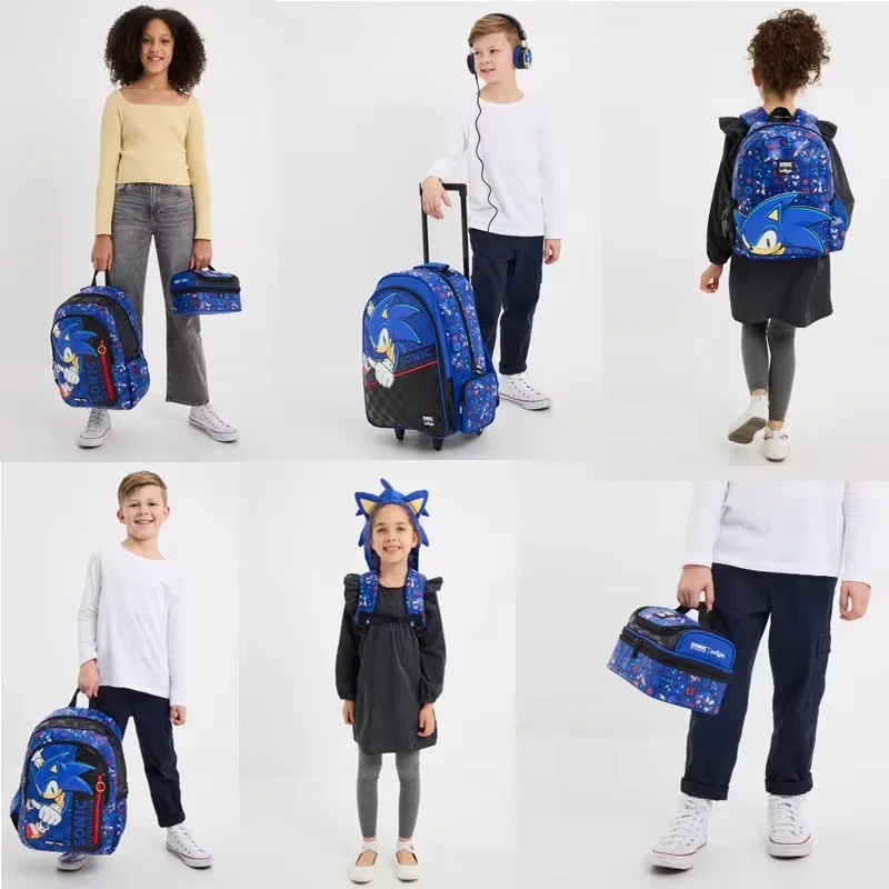 

New Hot Smiggle schoolbag Sonic Cartoon Series Children School Bag Anime Backpack stationery Lunch box Trolley Students Bags