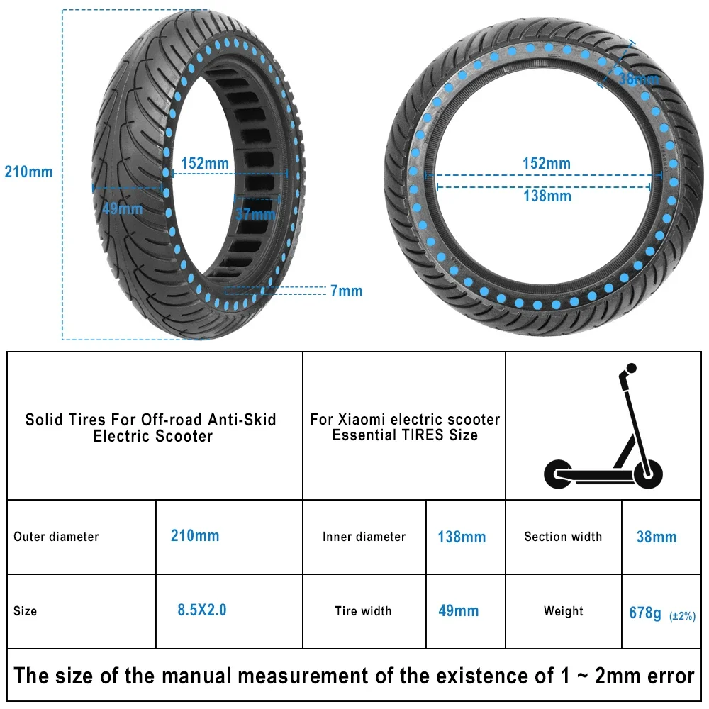 Updated 8.5 Inch Solid Tire for Xiaomi M365 1S Pro Electric Scooter Tires 8.5\'\' Rubber Honeycomb Anti-Explosion Tyre Wheel Parts