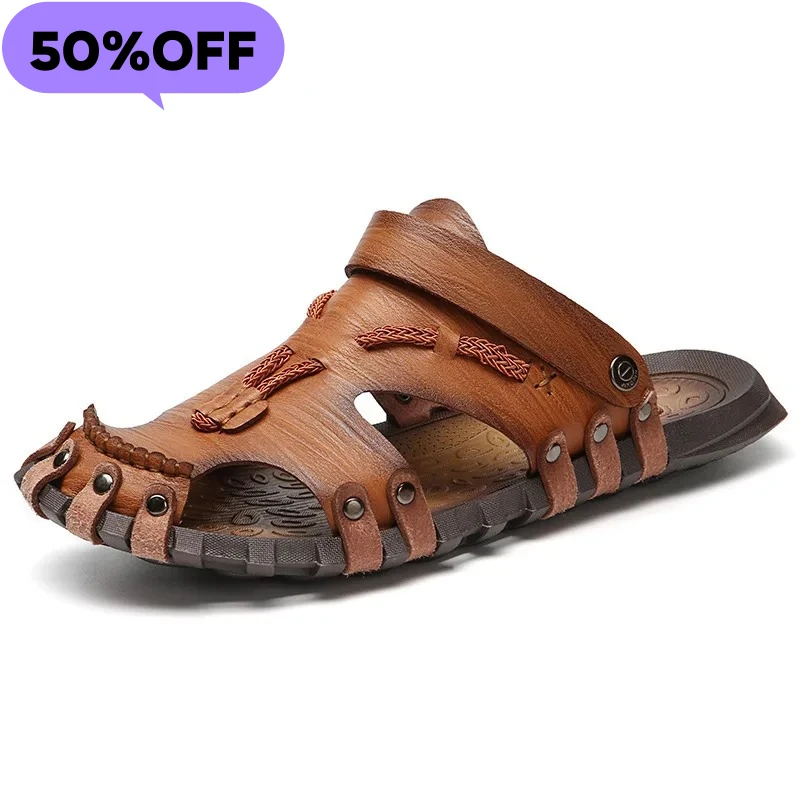 

2026 Summer new Baotou cross border large men's Handmade casual sandals non slip outdoor beach vacation dual purpose sandals