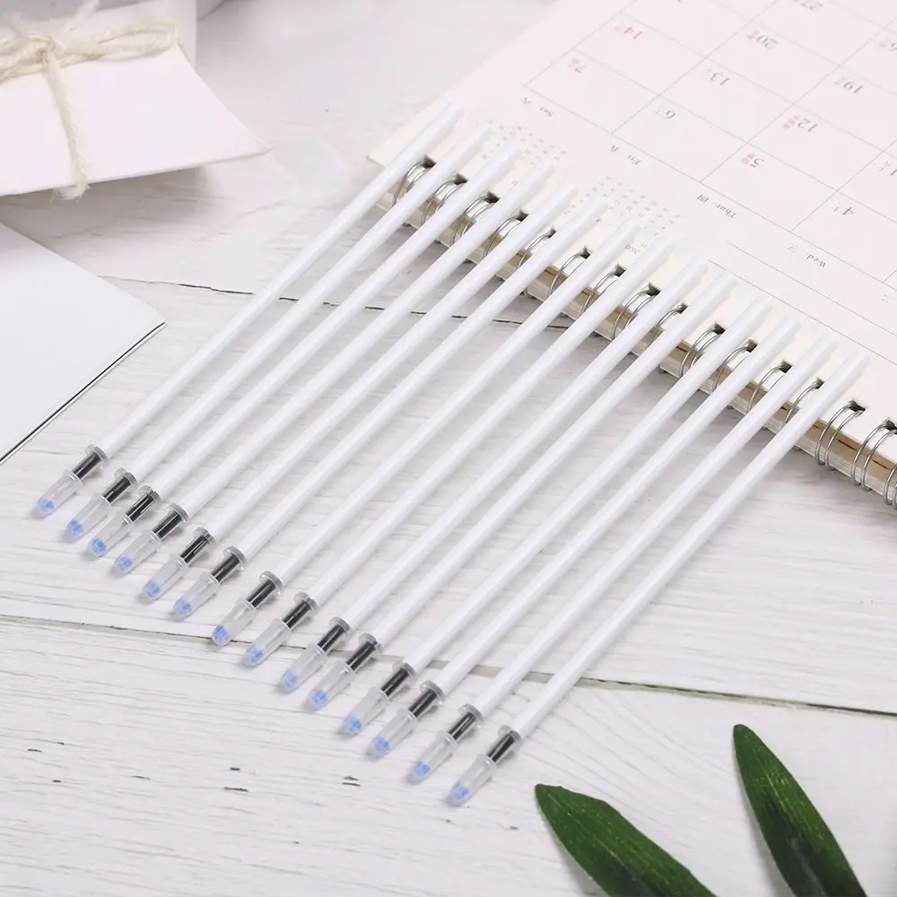 10PCS/Lot New Office Signature Medium Nib Core White Color Shell Black Ink Gel Pen Refills