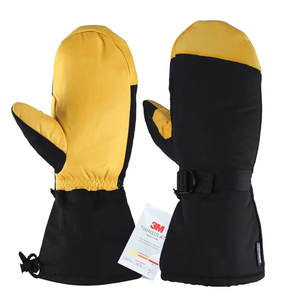 Ski Gloves Winter Water Proof Snowboard Snowmotorcycle Riding Warm 3M Cowhide Gloves Men's Plus Size