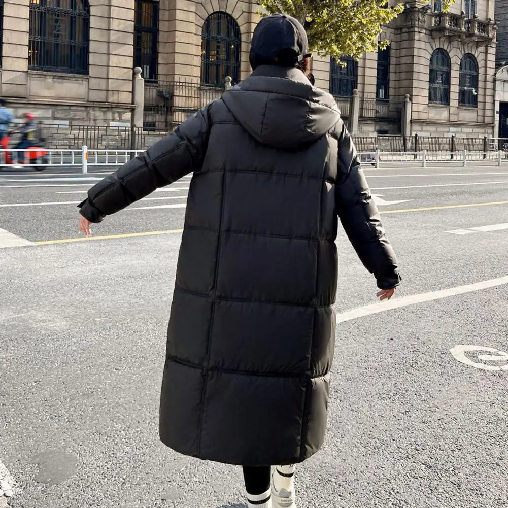 Parkas largas rosas cálidas con capucha para invierno, Chaqueta de algodón coreano acolchada a prueba de viento, abrigo informal para la nieve, chaquetas nuevas para mujer
