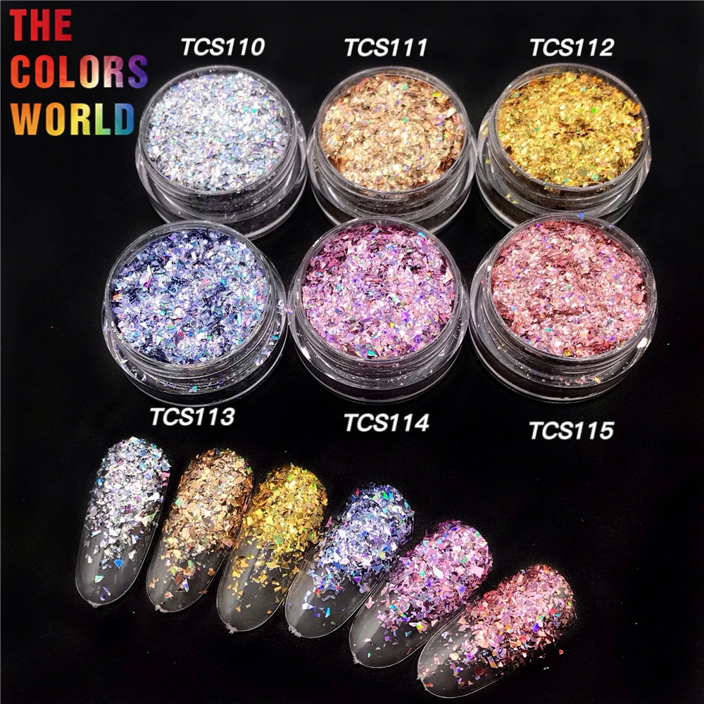 TCT-073 Holographic 12 Color Solvent Resistant Mylar Shard Glitter For Nail Art Decoration Nail Gel Eye shadow Makeup DIY Manual