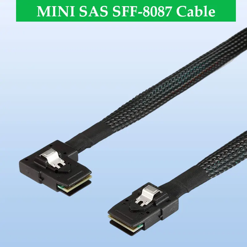 ADT-Link MINI SAS SFF-8087 Cable – 180 Degree Left Bend 12G High-Speed Connector for Servers