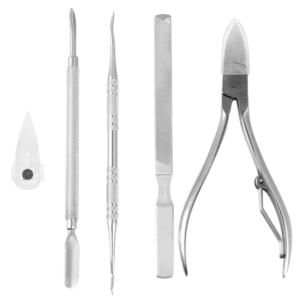 5 個ネイルトリマーセットステンレス鋼プロフェッショナルマニキュアツールきれいな形の爪のためのポータブルペディキュアキットシルバー