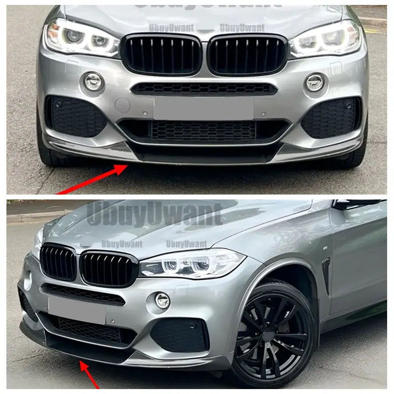 

For BMW X5 F15 M Sport 2013-2018 Front Bumper Splitter Lip Spoiler Diffuser Glossy Black Carbon Fiber Look