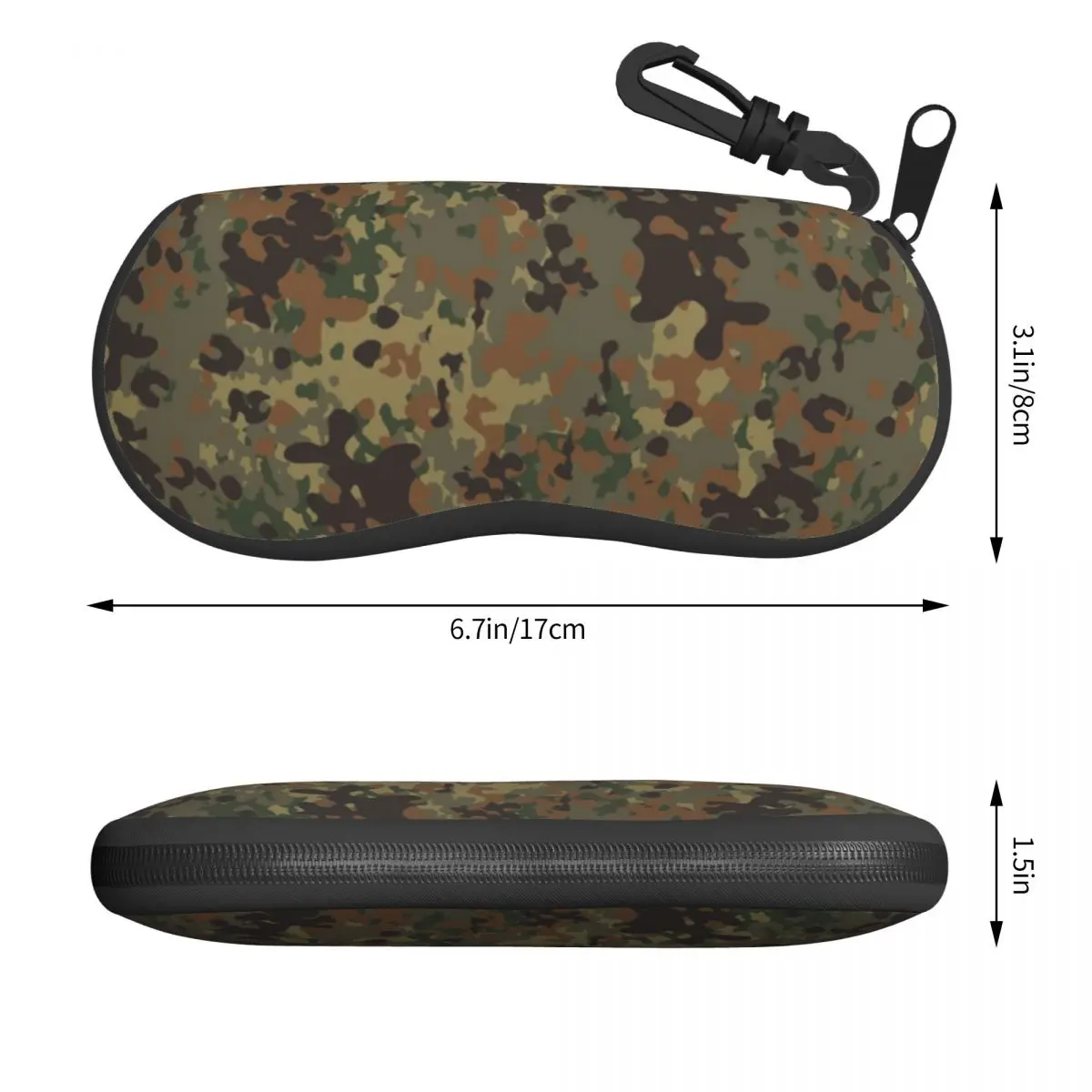 Custom Flecktarn Camo Sunglasses Soft Case Neoprene Zipper Camouflage Shell Eyeglass Case Protective Box For Glasses