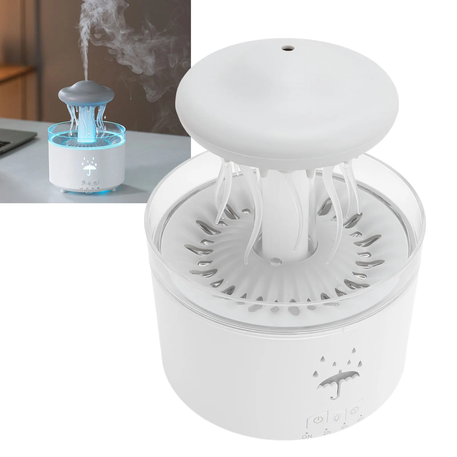 

Вращающийся увлажнитель капельного воды, 300 мл, тихий диффузор эфирного масла для ароматерапии с 7-цветным ночником, таймером, дистанционным управлением