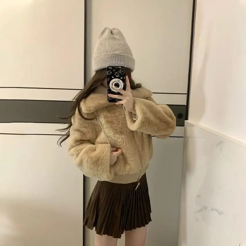 

Women's Stand Collar New Eco-friendly Fur Thickened Warm Short Top Fur Coat