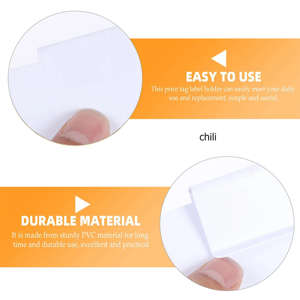 

10Pcs PVC Price Tag Label Holder Reusable Washable Supermarket Retail Shop Display Clip-on Erasable Information Label Plate