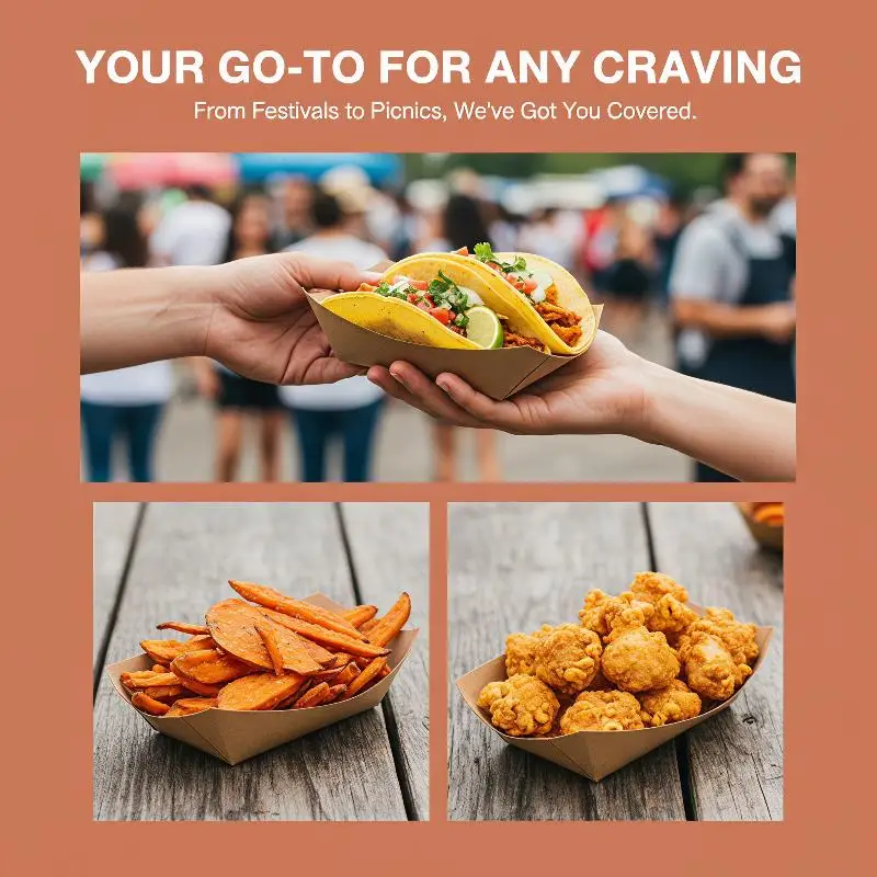 Disposable Kraft Paper Hotdog Boat Trays Oil Proof BPA Free Food Holders for Home Movie Night Sports Game Parties