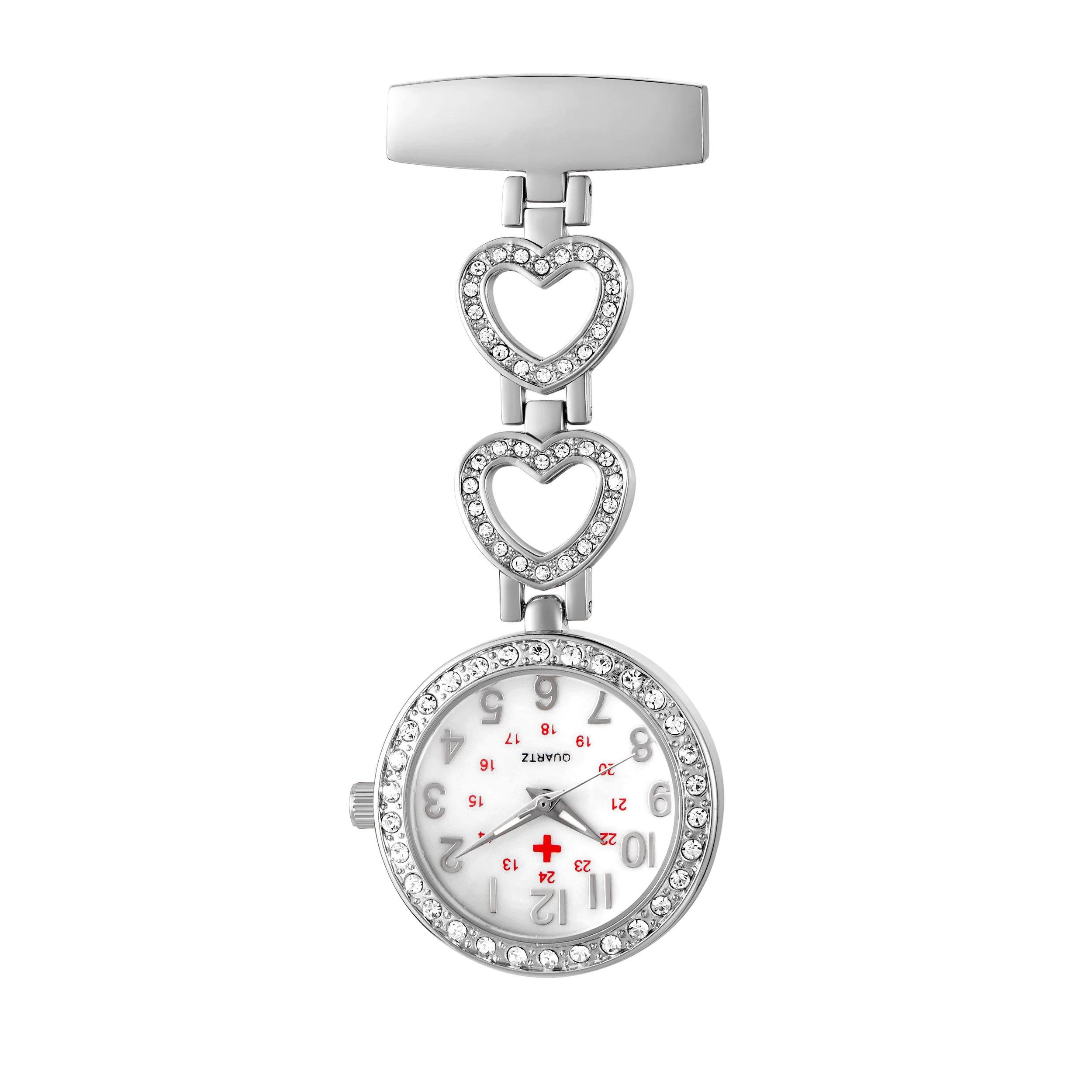 Montre de poche pour infirmières, montre de luxe pour femmes, en acier inoxydable, cristal, Chic, cœur, Vintage, 2022