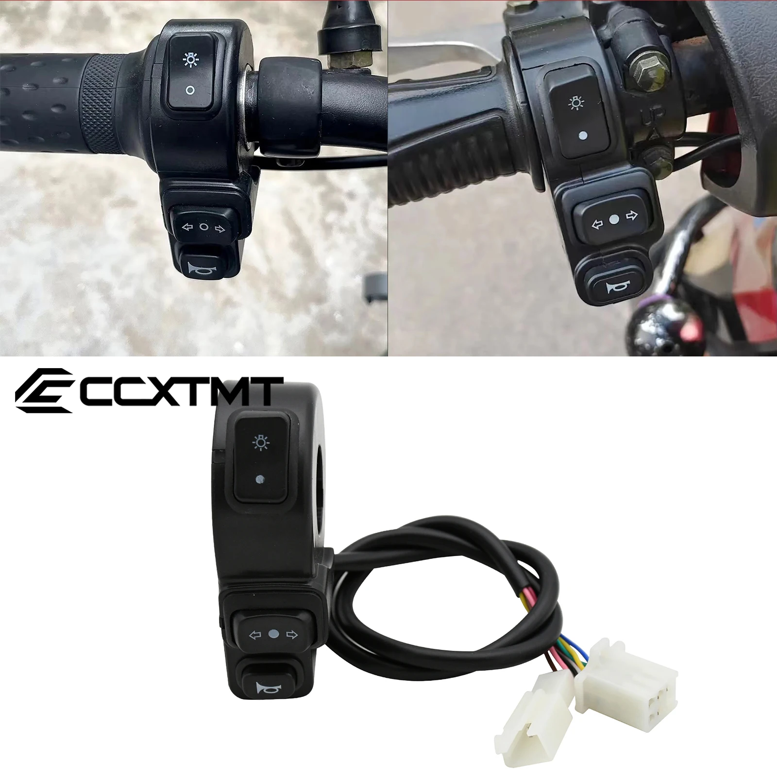 For 22mm Dia Handlebars Universal 3 In1 Motorcycle Switch Electric Bike Scooter ATV Quad Light Turn Signal Horn ON/OFF Button