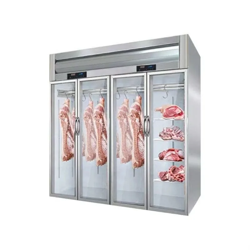 Commercial Stainless Steel Meat Hanging Cabinet Refrigerated Beef Aging Display Fridge for Butcher Shop Custom