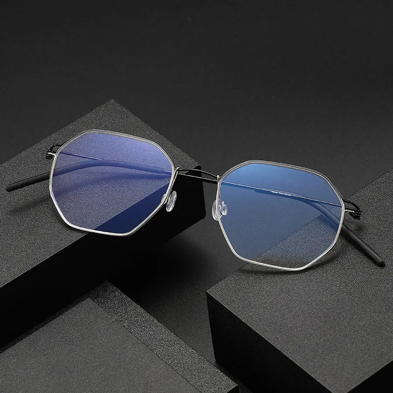 Fashion Multilateral Pure Titanium Glasses Frame Jian Dan Linde Jeppe Handmade Retro Small Glasses for Men and Women Students.