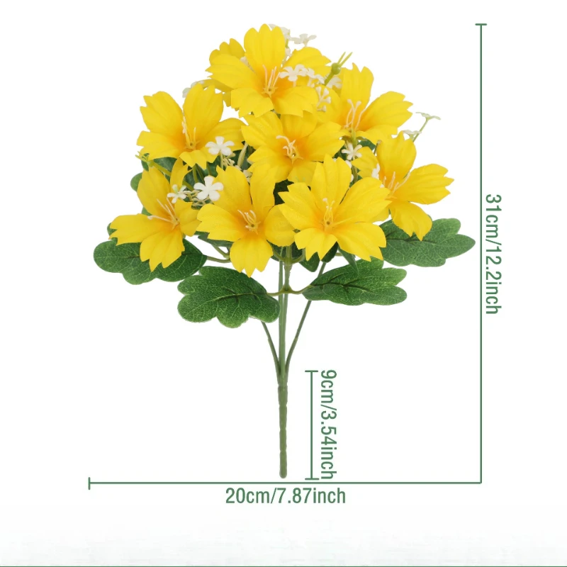 12 Stück Künstliche Blumen Seiden-Morgenblumen Heimdekoration Kunstblumen Hochzeits-Simulation 5-Köpfiger Rosa Petunien-Strauß – Detail 13