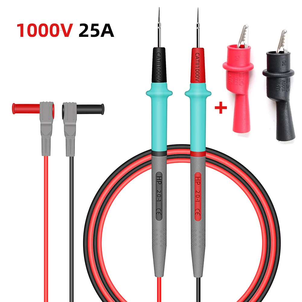 Siliconen Test Lead Hoge Precisie Meting Multimeter Probe Test Pin Draad Pen 1 Pair Kabel Alligator Clips 1000V 25A Diy