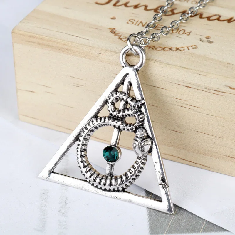 Harried Potter Deathly Hallows Snake Pendant Necklace Horcrux Nagini Crystal Choker Slytherin Chain For Women Girls Jewelry Gift