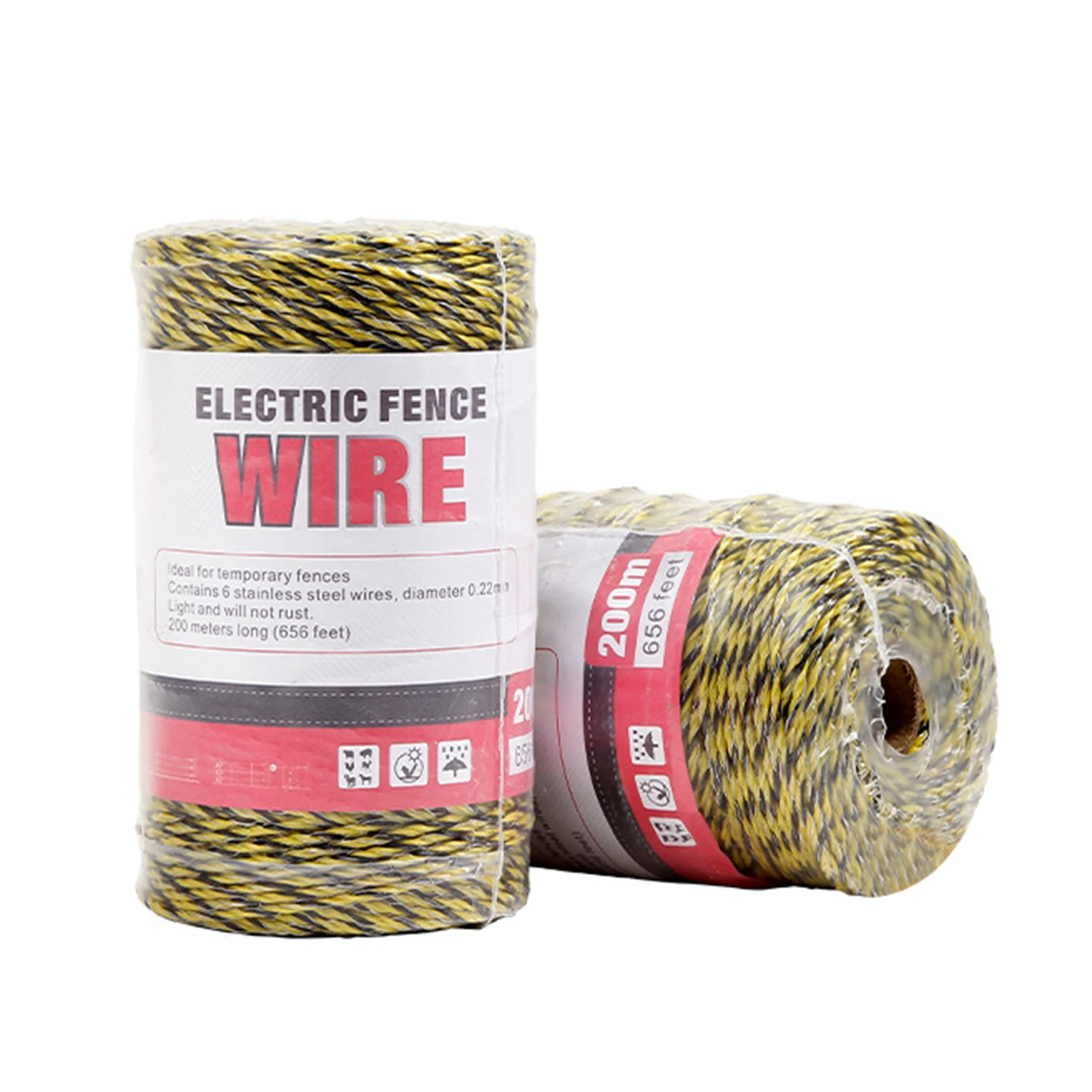 

200m/Roll Electric Fence Poly Wire Rope Portable Livestock Electric Fence Rope Farm Animal Fencing Tools