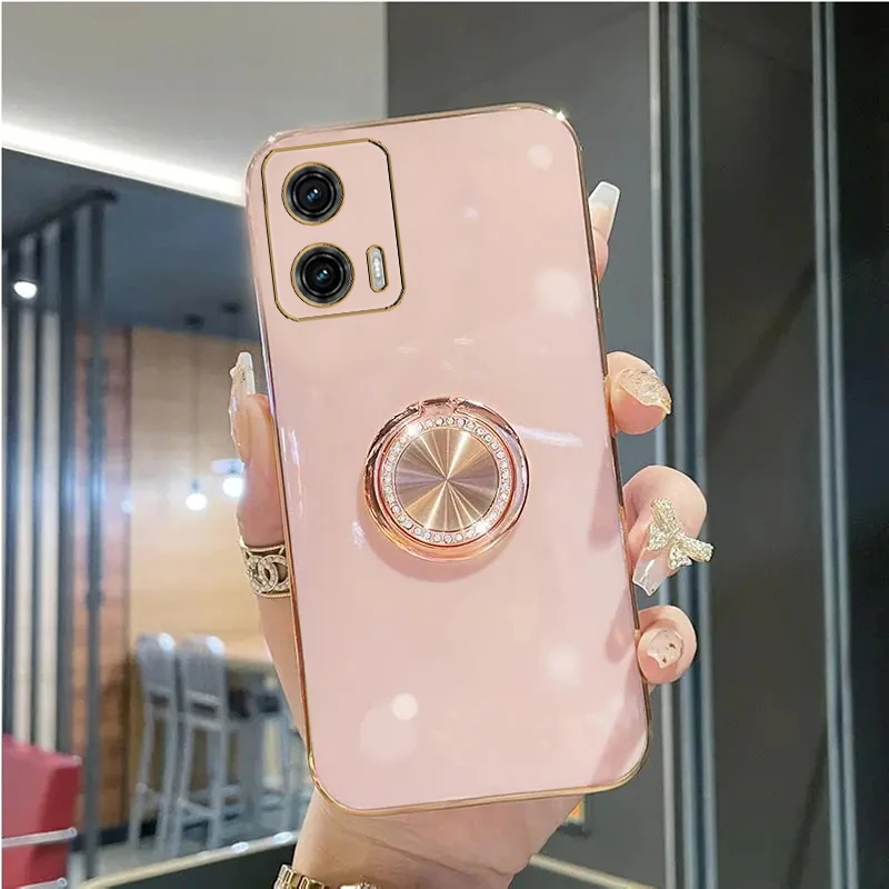 MotorolaG73 Diamond Bling Ring Holder Case On For Mototola Moto G73 MotoG73 MotorolaG 73 Stand Cover