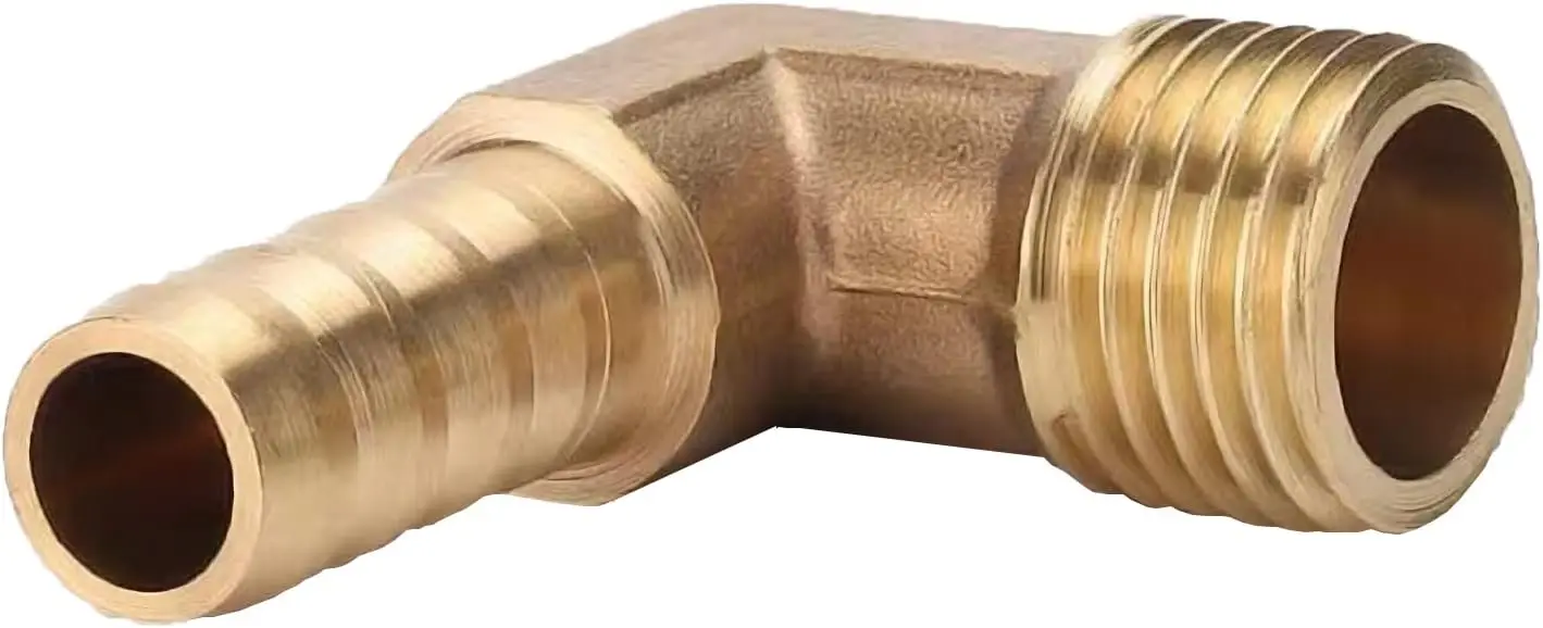 

2PCS Brass Hose Fitting, 90 Degree Elbow, 3/8" Barb x 3/8" NPT Male Pipe Water/Fuel/Air