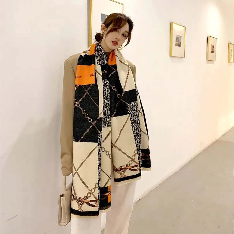 Echarpe-en-tricot-carvas-pour-femme-epaisse-tendance-style-coreen-chale-polyvalent-chauffe-cou-motif-geometrique