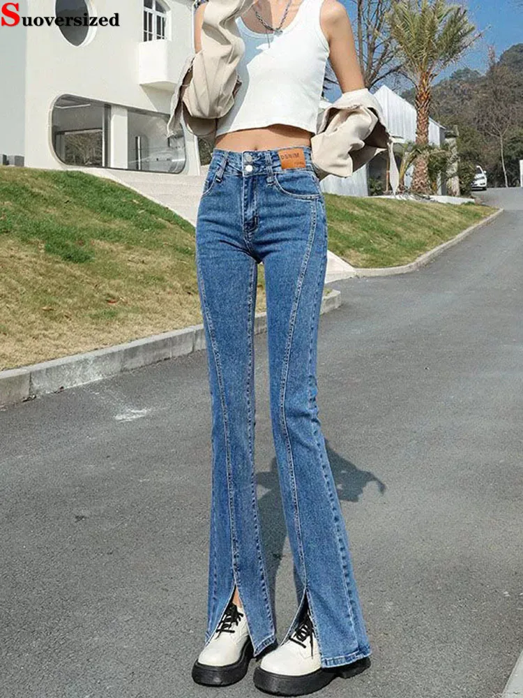 

High Waisted Wide Leg Slim Bootcut Jeans Women Casual Fashion Korean New Denim Pants Straight Vintage Streetwear Vaqueros