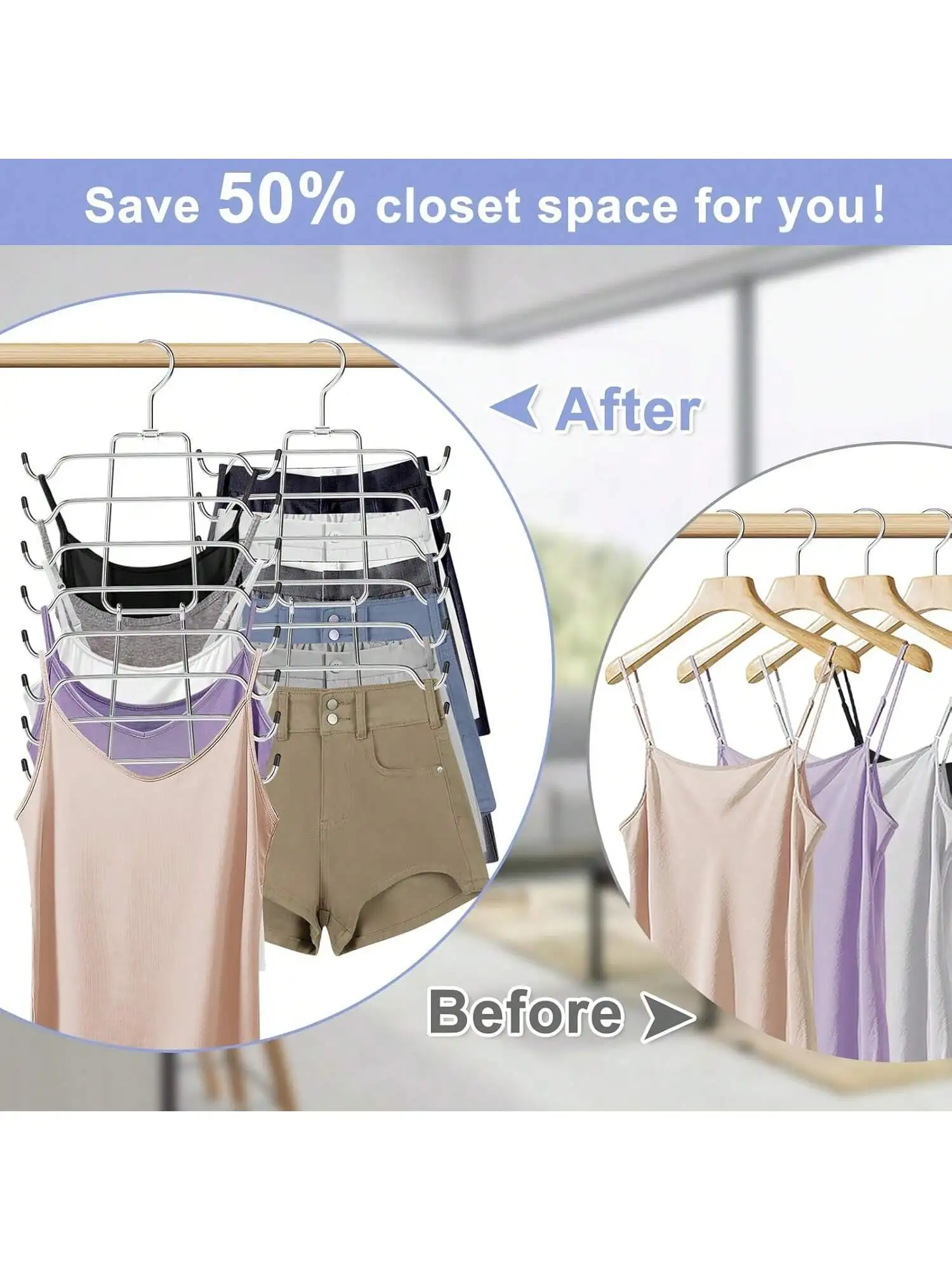 8-Tier Bra & Top Hanger - Space Saving Closet Organizer for Bras, Swimsuits & Dresses | Non-Slip, Sturdy & Lightweight (Fits All