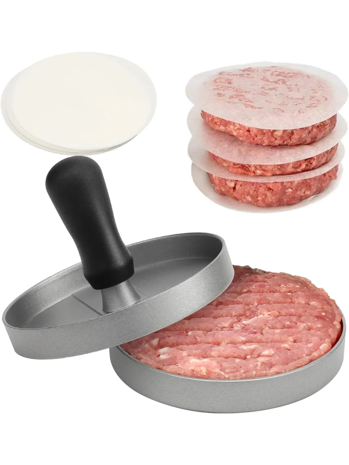 Presse à hamburgers, outil à viande pour hamburgers, fabricant de galettes, fabricant de hamburgers en aluminium pour la cuisine, le barbecue, le grill