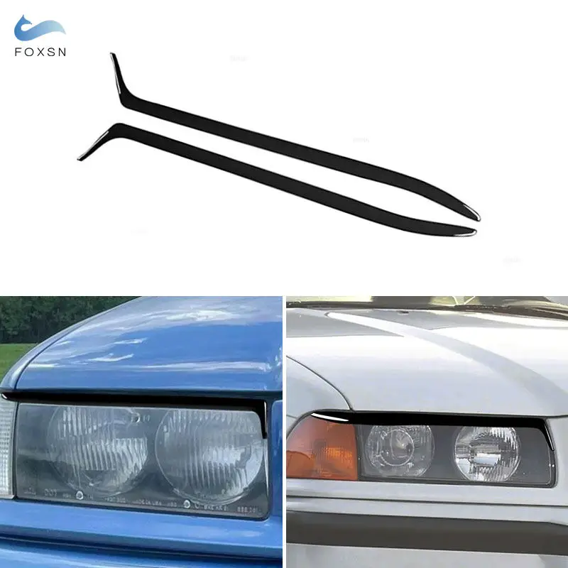 

Для BMW 3 серии E36 1992 1993 1994 1995 1996 1997 1998 Автомобильная передняя фара, отделка бровей, наклейка на веко, 2 шт., черный фортепиано